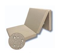 FORTISLINE Matelas Pliant 3 Parties 195 x 80 x 9 cm, Beige déperlant - Matelas d’appoint Pliable pour invité, Voyage et Camping, Housse Lavable