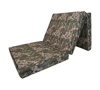 FORTISLINE Matelas pliant, motif camouflage, pixels, 180 x 65 x 7 cm, housse lavable, 3 pièces, lit de camping, de qualité supérieure, peu encombrant, en mousse, pliable