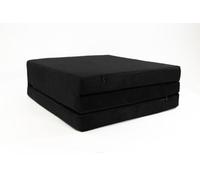 FORTISLINE - Noir Matelas Pliant 195x60x9 cm - Matelas Pliable en 3 Parties - Paillasse d’appoint H2 - couchette de Camping Pliable - Lit de Camping - Housse Lavable - couchette Pliant Adulte