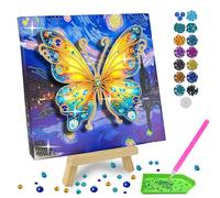Fortivae 5D Papillon DIY Diamond Art Painting Kit Complet, 20 * 20 CM Peinture Diamant Kit, Strass Cristal Point de Croix Broderie Peinture Painting, pour les Cadeaux de Décoration Intérieure