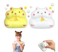 Fortivae Squishy, Lot de 2 jouets pour presser Hamster, Kawaii Animaux Squishys, Fidget Squeeze Toys, pour les adolescents adultes (jaune et blanc