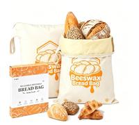 FORTIVIX 2 pièces, Sac à Pain Cire D'abeille 43x33 cm, avec Coffret Cadeau | avec Fermeture Éclair et Poignées, Coton Biologique, Réutilisable, pour Baguette, Pain Conservation, Produits de Boulangerie
