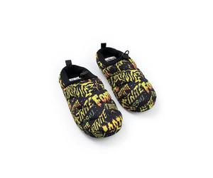 Fortnite Chaussons mocassins à enfiler pour garçon, noirs, orange et jaunes, avec logo Confortables pour la maison et la détente Parfaits pour les passionnés de jeux vidéo
