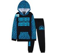Fortnite Ensemble Jogging Garçon Ado avec Sweat à Capuche et Pantalon, Tenue de Sport Enfant Chaude, Idée Cadeau Gaming (7-8 Ans, Noir/Bleu)