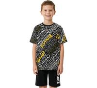 Fortnite Ensemble Pyjama Enfant Garcon 7 a 14 Ans, Coton T-Shirt Manches Courtes et Pyjama Short, Gaming Merchandise Cadeau Garcon (9-10 Ans, Noir/Jaune, 1 Pack)