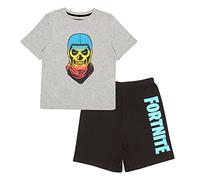 Fortnite Garçons Dégradé Crâne Pyjamas Noir/Blanc Ensemble De Pyjamas Courts