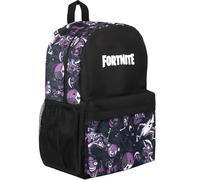 Fortnite Grand sac à dos d'école pour garçons - Noir - A4 - Multicompartiments - Avec poches en maille et bretelles rembourrées réglables, noir/lilas