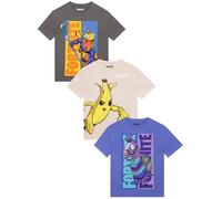 Fortnite Lot De 3 T Shirts Garçon, T Shirt Enfant Peely, Pack De 3 T Shirts Gaming Garçon, Vêtements Enfant en Coton, Multicolore 7-8 Ans