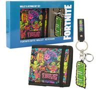 Fortnite Portefeuille et Porte Clés Garçon et Adolescent, Portefeuille avec Poche Porte Monnaie, Idée Cadeau Gamer ou Noël (Noir)