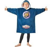 Fortnite Pull Plaid Chaud à Capuche Oversize Garçon et Ado 14+ Poncho Polaire Pull Couverture Portable Extra Longue Cadeau Gamer (Navy Enfants)