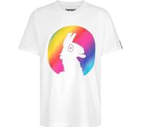 Fortnite Rainbow Llama Gaming Design T-shirt à manches courtes en coton blanc unisexe 9-16 ans, Blanc, 13-14 Years