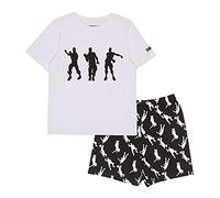 Fortnite Tanzen Emotes Jungen Short Pyjama Set Weiß Schwarz 152 | PS4 PS5 Xbox Gamer Geschenke, Schule Jungen PJs, Kinderkleidung, Kindergeburtstags-Geschenk-Idee