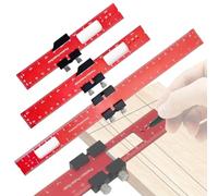 FORTSPANG Lot de 3 traits de précision réglables en métal pour le travail du bois, 16/21/30 cm, curseur de précision pour marquer les angles de 45 ° et 90 °, pouces et métriques pour bricolage (rouge)