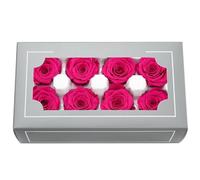 FORTTS Tête de rose préservée de de 4 à 5 cm, roses éternelles naturelles de qualité supérieure, rose immortelle qui dure de 3 à 5 ans pour les cadeaux d'anniversaire des mères, la