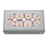 FORTTS Tête de rose préservée de classe A de 4 à 5 cm, roses éternelles naturelles de qualité supérieure, rose immortelle qui dure de 3 à 5 ans pour les cadeaux d'anniversaire des mères, la