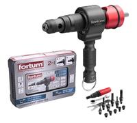 Fortum 2-en-1 Embout à rivets pour visseuse & perceuse | Outil pour rivets aveugles & vissage en aluminium, acier & acier inoxydable | Embout à rivets aveugles pour rivets de 2,4-6,4 mm + vissage M3