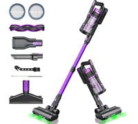 Fortuna Lai 33.000 Pa Puissance d'aspiration élevée, durée de fonctionnement prolongée 55min, aspirateur sans fil avec brosse électrique LED anti-tangle, batterie amovible, support mural