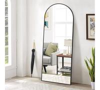 Fortuna Lai Arc Miroir de corps entier, 60 x 165 cm Miroir sur pied bombé Grande longueur, fixé au mur, adossé, miroir de sol Corps entier comme miroir de vanité pour le dressing pour le salon, Noir