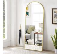 Fortuna Lai Arc Miroir de corps entier, 60 x 165 cm Miroir sur pied bombé Grande longueur, fixé au mur, adossé, miroir de sol Corps entier comme miroir de vanité pour le dressing pour le salon, or