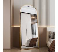 Fortuna Lai Arc Miroir de corps entier, 80 x 180 cm Miroir sur pied bombé Grande longueur, fixé au mur, adossé, miroir de sol Corps entier comme miroir de dressing Miroir de vanité pour le salon, or