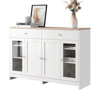 Fortuna Lai Buffet de salon avec porte vitrée, Buffet de salon avec 2 tiroirs et 4 portes
