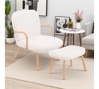 Fortuna Lai Fauteuil de relaxation avec repose-pieds, fauteuil de lecture avec accoudoirs, pour le salon, le balcon, l'entrée