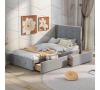 Fortuna-Lai Lit capitonné OHIO, Lit capitonné Lit simple avec cadre design Lit 90 x 200 cm, gris