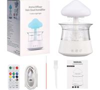 Fortuna Lai Rain Cloud Humidificateur Diffuseur d'huiles essentielles avec 7 couleurs de lumières LED et gouttes de pluie sonores Nano-humidificateur à brume pour chambre à coucher chambre d'enfant pl