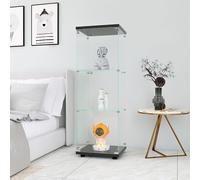 Fortuna Lai Vitrine en verre, 2 étages avec porte et serrure, verre trempé de 5 mm, bibliothèque au sol pour chambre à coucher, salon,125.2x42.4x36.3cm