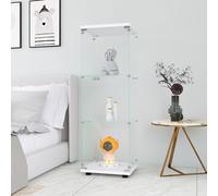 Fortuna Lai Vitrine en verre, 3 étages avec porte et serrure, verre trempé de 5 mm, bibliothèque au sol pour chambre à coucher,salon,125.2x42.4x36.3cm