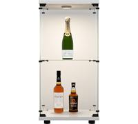 Fortuna Lai Vitrine en verre Vitrine à poser en blanc, 86.2x40.4x36.5CM Vitrine en verre moderne Armoire vitrine avec 2 étagères et LED en ESG pour objets de collection Livres Vin