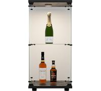 Fortuna Lai Vitrine en verre Vitrine à poser en noir, 86.2x40.4x36.5CM Vitrine en verre moderne Armoire vitrine avec 2 étagères et LED en ESG pour objets de collection Livres Vin