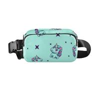 Fortunate Sac banane avec motif licorne et étoile pour homme et femme Grande capacité avec sangle réglable pour voyage, course à pied, randonnée, Licornes et étoiles chanceuses, 1 Size