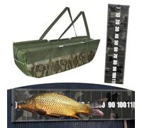 FortunateSweet Transpo Sacs de pesée robustes pliables avec règle de mesure de 30 cm pour gros poissons, bar, carpe, tissu Oxford 600D résistant aux déchirures, Voir image