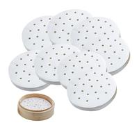FortuneGlobe 100 pcs de papier perforé 19 cm en bambou pour cuisson à la vapeur et à la vapeur，7.5 Pouces de parchemin antiadhésif comme papier dim sum, Friteuse à air (100pcs 19cm)