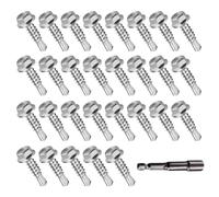 FortuneGlobe 121pcs 2 x 16 mm（M4）en acier inoxydable avec joint，vis autoperforante（1 jeu de douilles hexagonales）,kit de vis à tôle pour l'industrie, l'acier, le bois