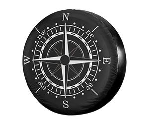 Foruidea Compass Sun Dial Black Spare Tire Cover Waterproof Dust-Proof Wheel Tire Cover Fit for Jeep,Trailer, RV, SUV and Many Vehicle 16 inch