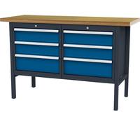 Forum Cabinet Workbench B1500mm 6 étagères RAL7016/5010, 4317784968966