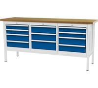 Forum Cabinet Workbench B2000mm 11 étagères RAL7035/5010, 4317784969062