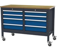 Forum Cabinet Workbench mobil B1300mm 8 étagères RAL7016/5010, 4317784969185