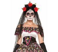 Forum Novelties Jour De The Dead Voile Bandeau Fleurs Halloween Costume 74922