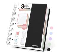 Forvencer 3 Subject Notebook College Ruled, Spiral Notebook 8.5" x 11", 3-Hole Punched Perforated Pages & 2 Colored Tabed Dividers, 150 Sheets, Fights Ink Bleed, Water Resistant Cover, School Office
