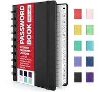 Forvencer Carnet de mots de passe avec onglets alphabétiques individuels, 10,2 x 14 cm, petit carnet de mots de passe à spirale, organiseur d'adresses Internet et de mots de passe, journal de bord