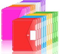 Forvencer Lot de 24 pochettes de classeur en polyester super lourdes avec fermeture Velcro et fermeture à boucle pour classeurs, chargement latéral, poche pour classeur à 3 anneaux, format lettre,