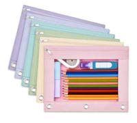 Forvencer Lot de 6 trousses à crayons pour classeur à 3 anneaux, trousse à crayons à fermeture éclair lisse