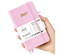 Forvencer Planificateur de poche 2027 semainier mensuel pour sac à main 8,9 | Oct 2026-décembre 2027, joli petit calendrier académique quotidien, bande élastique, agenda à couverture rigide pour femmes