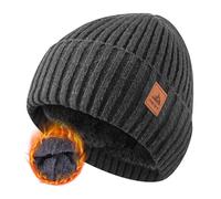 FORVEVO Bonnet Homme Femme Hiver Chaud, Doublure Polaire Classique,Bonnet Court Tricot Extensible, Bonnets Douillet sans Rebord(Bleu Marine)