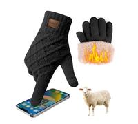 FORVEVO Gants d'hiver pour femme - En laine thermique - Avec doublure en polaire - Pour écran tactile - Gants d'hiver chauds pour temps froid, Noir , taille unique