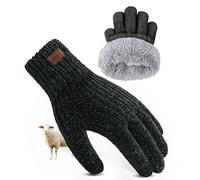 FORVEVO Gants d'hiver pour homme et femme, gants thermiques en laine, gants chauds tricotés pour écran tactile, Noir , taille unique