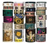 Forwaarss Lot de 29 rouleaux de ruban Washi Tape - Accessoires de scrapbooking, cartes de tarot, signes du zodiaque, planètes, numérologie